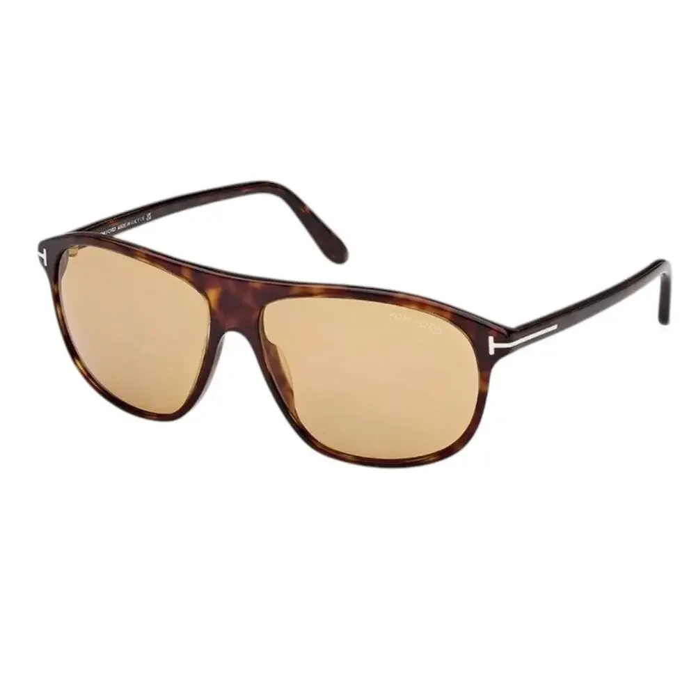 TOM FORD Mens Prescott tortoise shell pilot frame beige lens sunglasses 60mm NWT